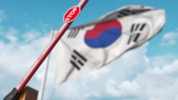 Closed Boom Gate on the Korean Flag Background alt