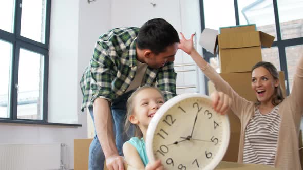 Happy Family with Child Moving To New Home