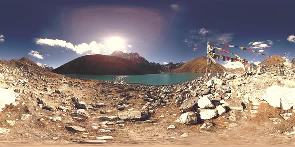 VR Gokyo Ri Mountain Lake at the Winter Season