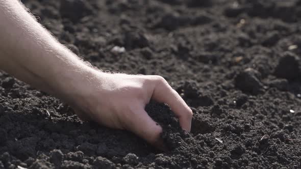 Fertile Soil Pour From Framer Hand Dust in the Wind