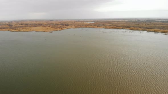 Drone Shot of River and Mountains in Kazakhstan