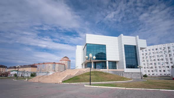 Modern Buildings in City Atyrau Timelapse Hyperlapse.