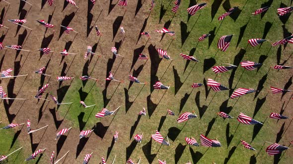 4K Drone Aerial Slow Spinning Veteran Memorial American Flag Tribute