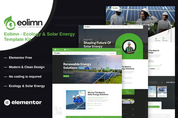 Eolimn – Ecology & Solar Energy Elementor Template Kit – 0 Sold!