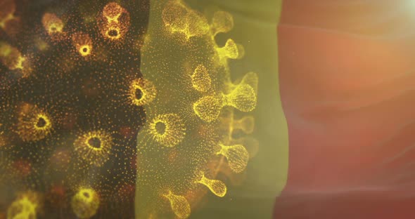 Belgium Flag With Corona Virus Bacteria