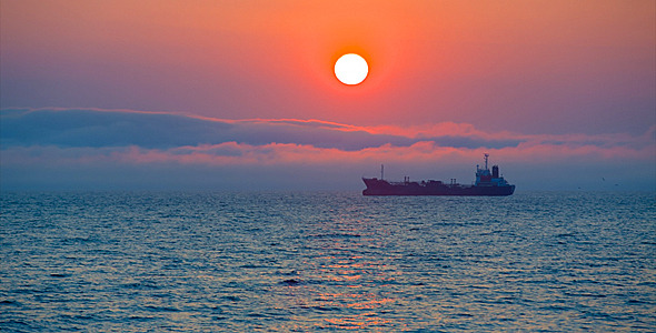 Evening Sun and Ship
