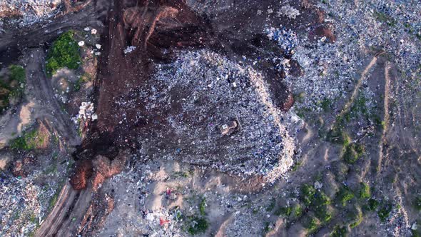 Aerial View of Stack of Different Types of Large Mountain Garbage Pile