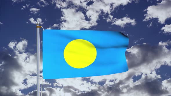 Palau Flag Waving 4k