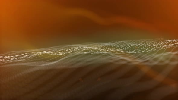 Abstract techy wavy background with particles.