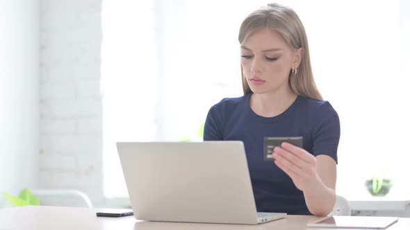 Woman Having Online Payment Failure on Laptop