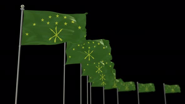 Adygea  Row Of Flags Animation Include Alpha Channel alt