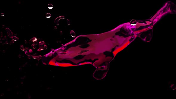 Pink-Red colour splash in the air. Shot with high speed camera