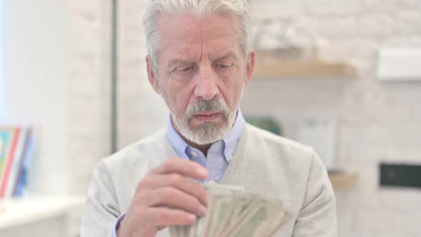 Worried Old Man Counting Dollars, Money