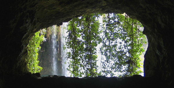 Waterfall View From Inside Cave