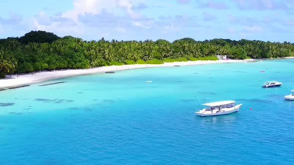 Aerial drone sky of marine coastline beach by blue sea with sand background