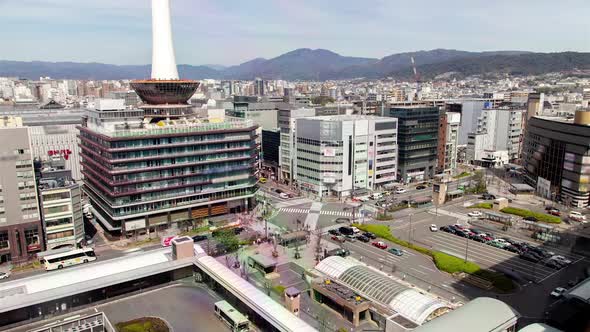 Kyoto Huge Square Near Railway Station Timelapse