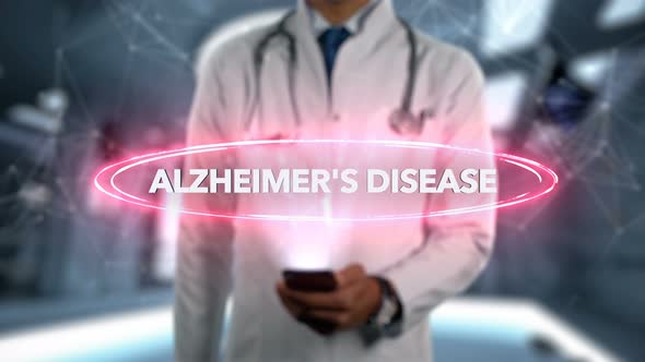 Alzheimer's Disease Male Doctor Hologram Illness Word