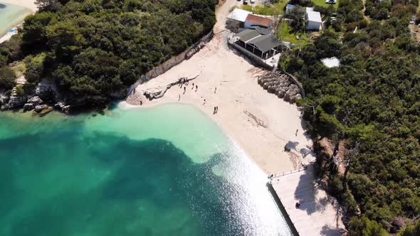 Aerial View of a White Sandy Beach