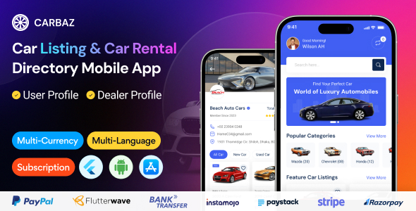 Carbaz - Car listing & Car Rental Directory Flutter App