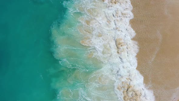 Coast and Waves as A Background from Top View. Turquoise Water Background from Drone. 