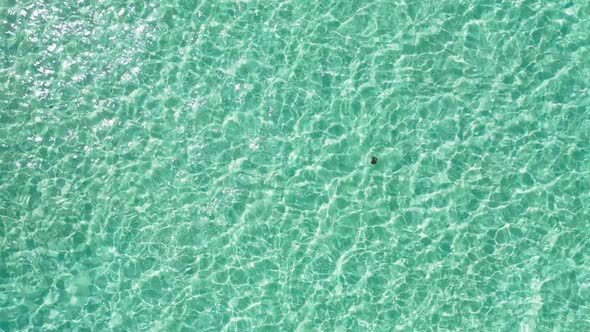 Aerial abstract of exotic seashore beach adventure by shallow sea with white sandy background of a d