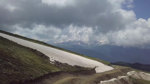 Aerial Shot of Snake Road High at Roza Khutor Mountains