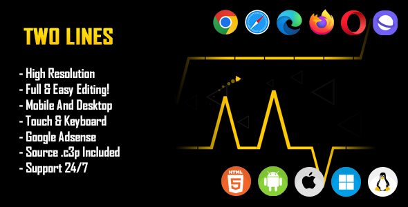 Two Lines - HTML5 Game (Construct 3 / c3p)