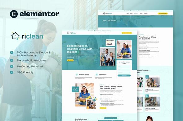 Riclean – Cleaning Service Company Elementor Template Kit – 0 Sold!