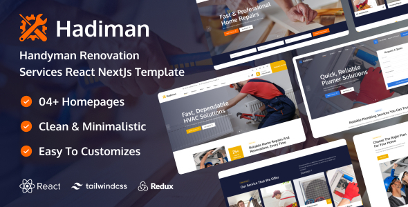 Hadiman - React NextJs Handyman Renovation Services Template