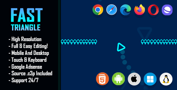 Fast Triangle - HTML5 Game (Construct 3 / c3p)