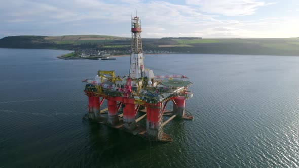 Oil and Gas Drilling Rig Aerial View of the Platform