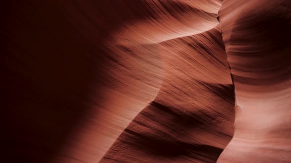 Movement Along Beautiful Red Walls Smooth And Wave In Slot Canyon