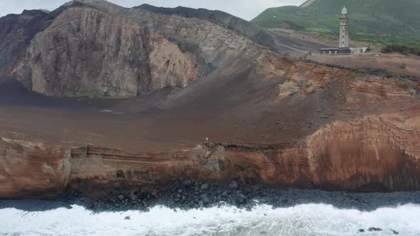 Man Explores the Geological Phenomena of the Capelinhos Volcano