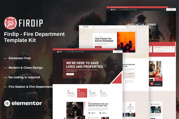 Firdip – Fire Department Elementor Template Kit – 0 Sold!