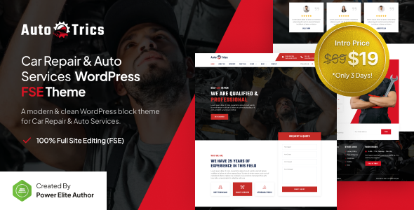 AutoTrics – Car Repair & Auto Service FSE WordPress Theme – 0 Sold!