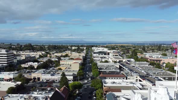 Wide aerial drone view of San Mateo city, California, USA. cityscapes view. 4k videos. movement away