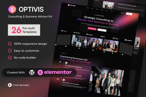 Optivis – Consulting & Business Advisor Elementor Template Kit – 0 Sold!