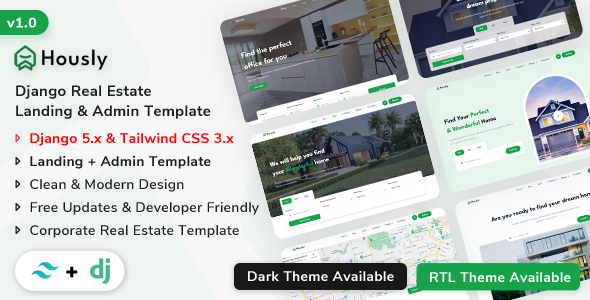 Hously – Django Real Estate Landing & Admin Dashboard Template – 0 Sold!