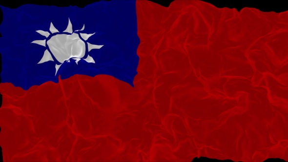 flag Republic of China Taiwan turns into smoke. State weakening concept a crisis, alpha channel