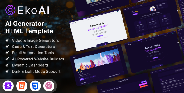 AI Generator HTML5 Template | EkoAI – 0 Sold!