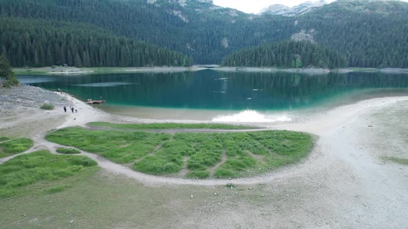 Aerial View Black Lake in Montenegro Mountain Crno Jezero in Durmitor Park