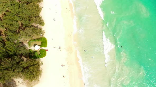 Aerial of Sherwood Beach in Hawaii