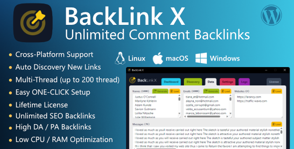 BackLink X | Unlimited Comment Backlinks with Auto-Discovery Feature