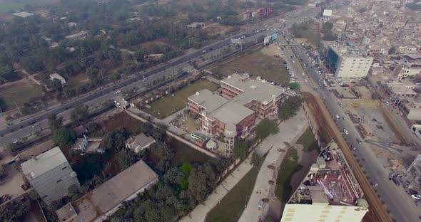 Bombay, India, Triangular Aerial view of roads, traffic is going on, old houses top view