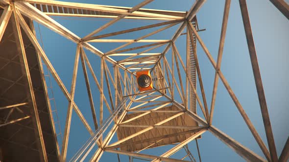 A big drill rig on the oil field. A rig is used in the petrochemical industry.