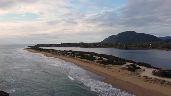 Perfect aerial drone flight panorama over view drone shot of mystic sky and cloud at sunset over ap