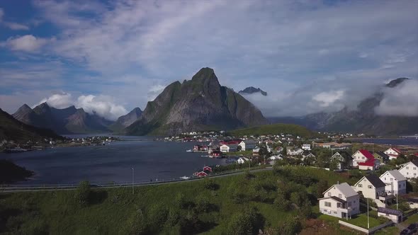 Aerial View of Reine on Lofoten Islands in Norway