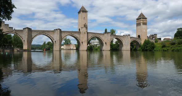 The medieval Pont Valentre, Cahors, Lot department, the Occitan, France