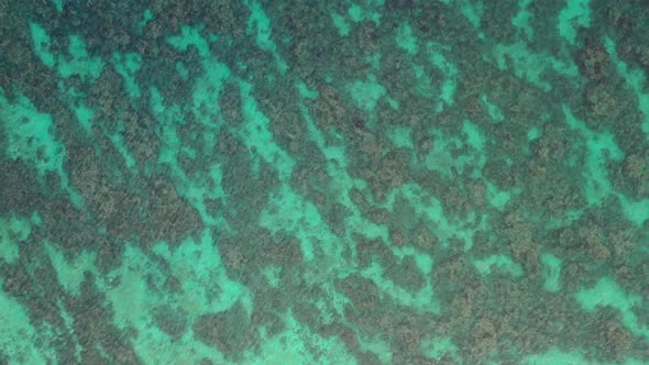 Drone field  of view of turquoise clear waters in Seychelles