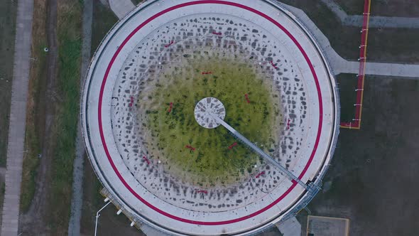 Aerial View Of Wastewater, Sewage Clarifier And Skimmer - Wastewater Treatment Facility. - screwdriv